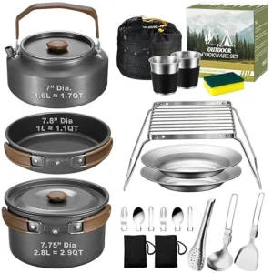 18Pcs Camping Cookware Mess Kit,